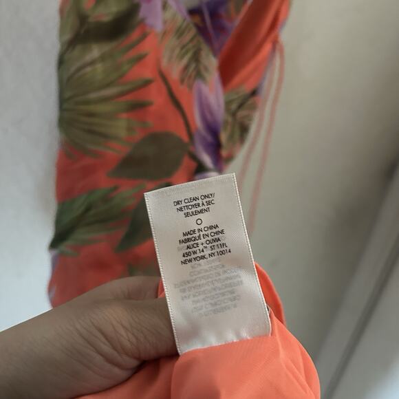 Alice And Olivia Coral Orange Floral Strappy Dress Size 2 - Picture 7 of 7
